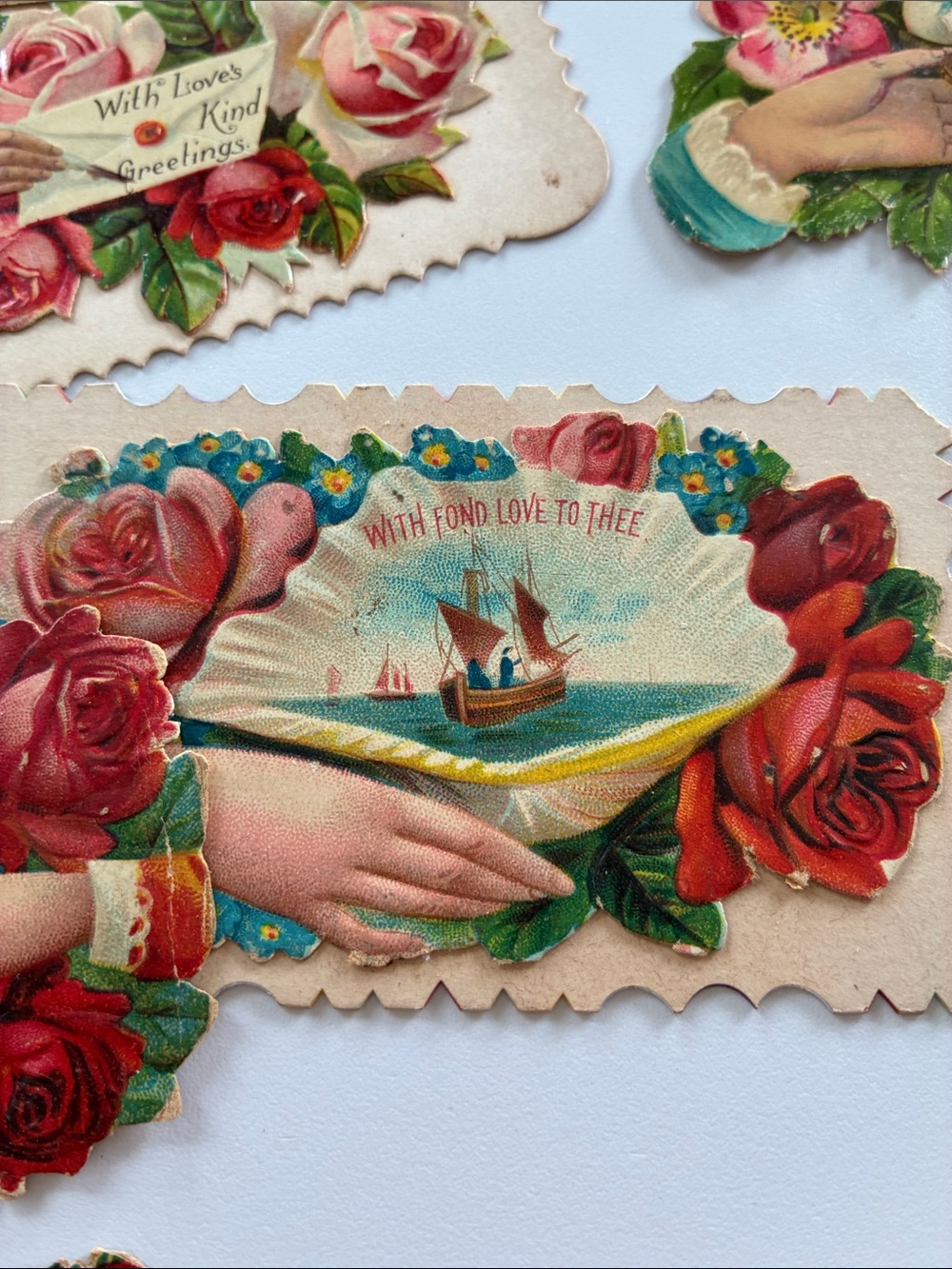 Antique Floral Ephemera with Red, Pink, Yellow and Green Accents - Picture 6 of 6
